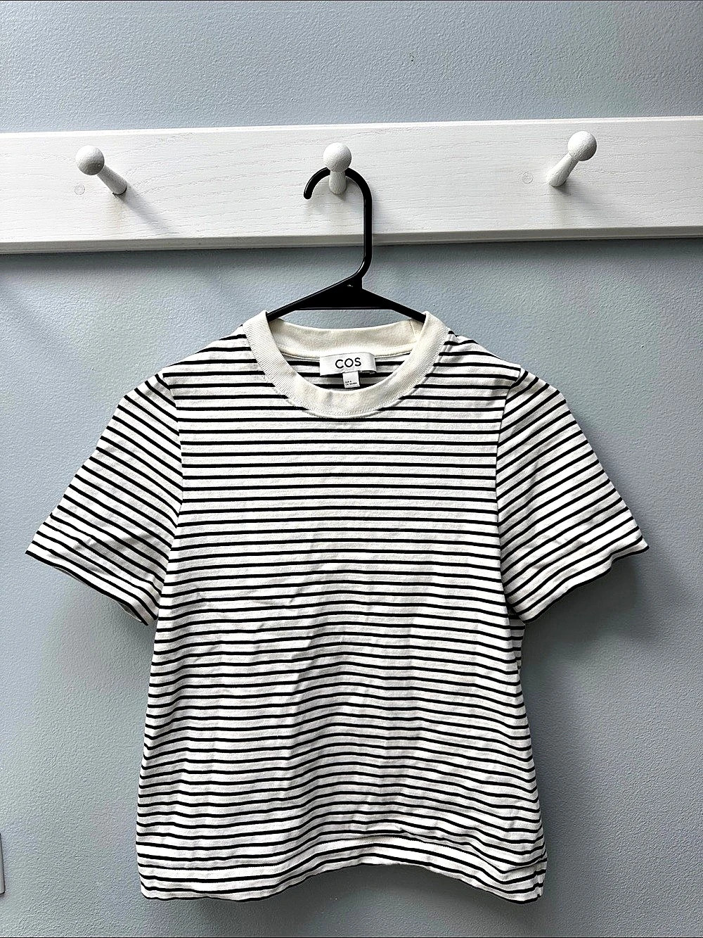COS Striped Short Sleeve Tee White & Black Size Small